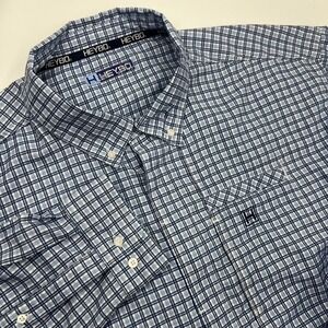 Heybo Men's XL Blue Plaid Performance Long Sleeve Button Down Fishing Shirt